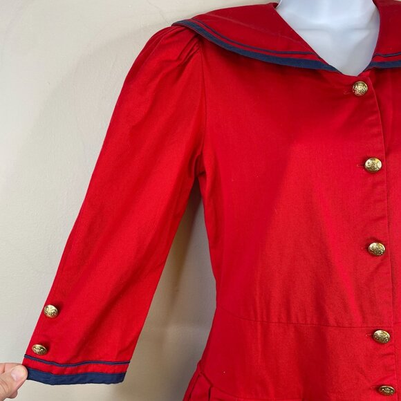 Vintage Sailor PinUp Dress 10 Petite Nautical Peplum Theater Costume Cosplay - Picture 6 of 12